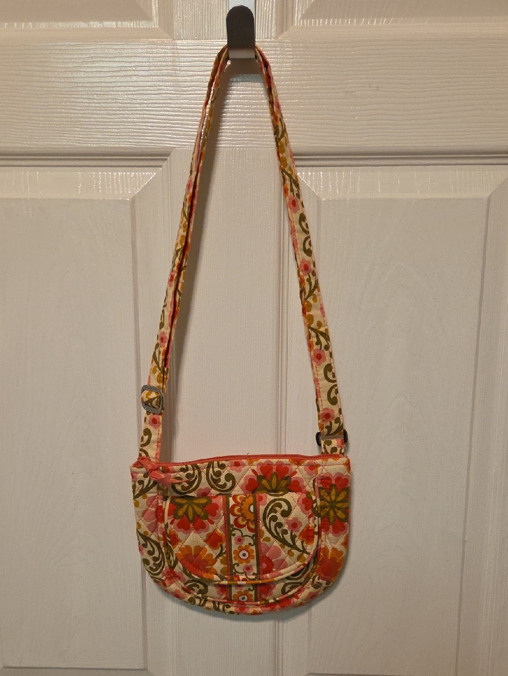 Vera Bradley Quilted Floral Crossbody Bag in Pink and Orange